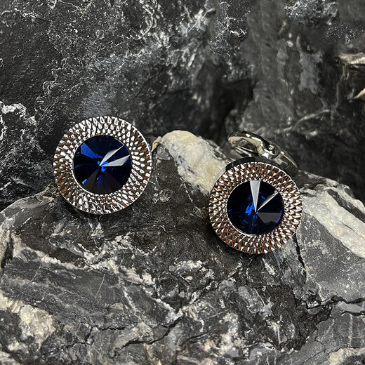 Yezhi cufflinks men's tie clip men's business formal shirt sleeve nails French high-end gift for father and boyfriend Klein blue cufflinks gift box with tie clip