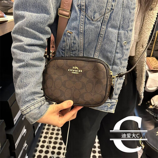 蔻驰（COACH）直采女士MiniJamie单肩斜挎相机包C9926C9928CA069 1号C9926Gold巧克力logo 尺寸约