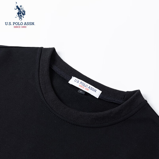 США ПОЛО ASSN. Свитер мужской осенний с круглым вырезом, модная свободная футболка с длинными рукавами, мужские повседневные топы, мужские черные XL