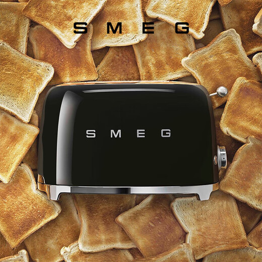 SMEG Italian retro toaster toaster sandwich breakfast machine toaster multi-functional household 6-speed baking TSF01 black (two-piece)