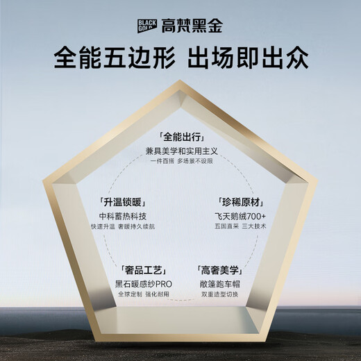 Govan Black Gold Goose Down Jacket Pioneer 4.0 Five-lattice Puff Down Jacket Unisex Short Winter Thick Jacket Premium Sense Black M