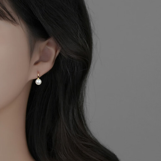 Su Shiliu s925 silver high heels pearl earrings for women French earrings light luxury temperament niche design ear hooks birthday gift a pair of pearl ear hooks (gold)