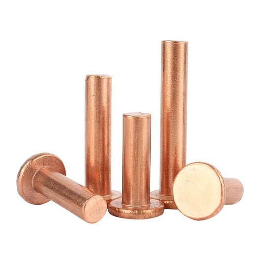 Guwanji flat head rivets GB 109 red copper rivets 304 flat head solid rivets stainless steel rivets hand hammered percussion flat bolt fasteners red copper M8x12 5 pcs