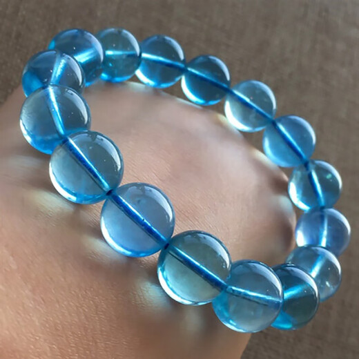 Core fragrance natural ice species aquamarine single bead blue gemstone bracelet loose bead blue bracelet for women multi-treasure round bead accessories pendant for men collection grade 13MM with holes