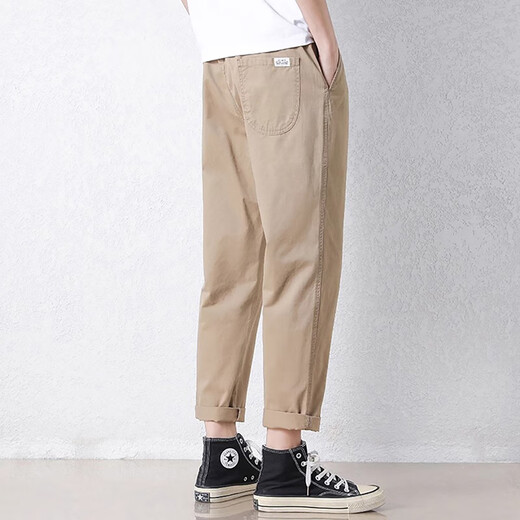 Pantalon décontracté juif pour hommes de la soie lâche en été masculine Sports directs pantalon neuf points pour hommes de style coréen conique pour hommes 9904 kaki profond + 9904 ciment gris m