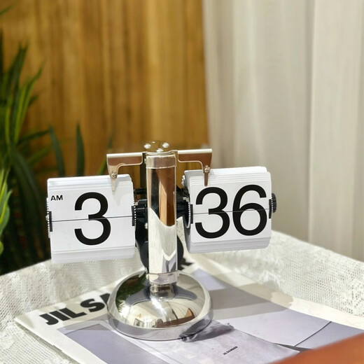 Jiatuling Donglai Quality Creative Uhr Automatische Seite Turning Clock Retro Europäische Maschinen moderne einfache Wohnzimmer Desktop 1048 Automatische Seite Drehen Sie Uhr [Schwarz] 12-Stunden-System 8-Zoll