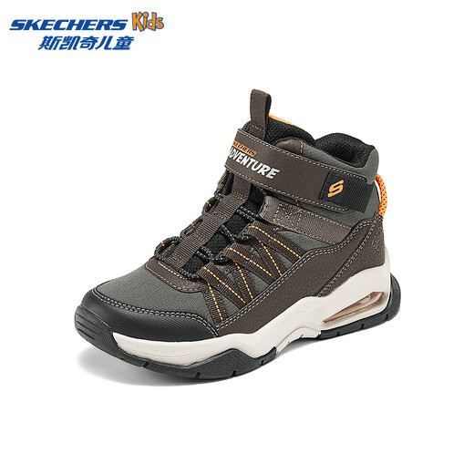 Skechers children's autumn and winter outdoor warm sports shoes boys' air cushion high-top cotton shoes casual boots 406429L chocolate/orange/CHOR 31