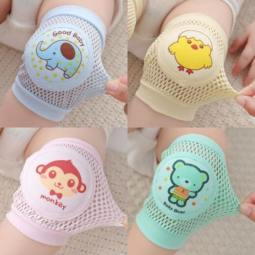 Baby knee pads, anti-fall protection, infant crawling and toddler knee pads, summer thin knee pads, 2 pairs of random pink + yellow patterns, no Specifications
