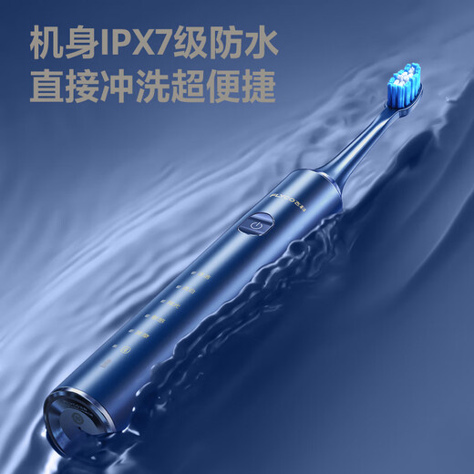 FLYCO Electric Toothbrush Smart Home Men and Women Sonic Vibration Wireless Rechargeable DuPont Soft Bristle Couple Toothbrush Adult Holiday Gift FT7205 Valentine's Day Gift Sapphire Blue 2 brush heads in total