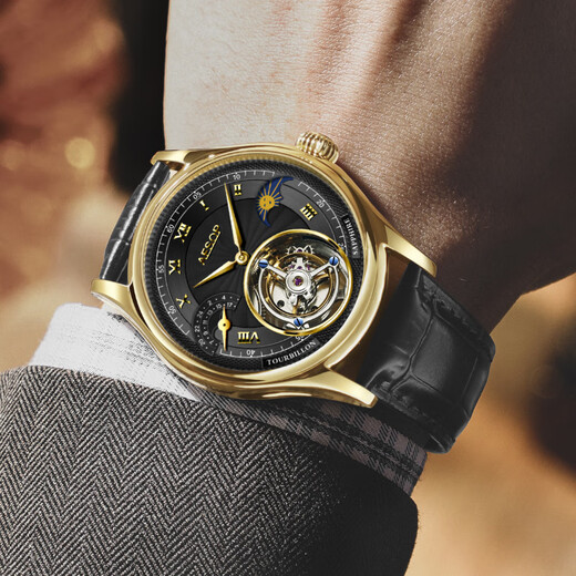 Los diez mejores relojes famosos de Aesop para los relojes mecánicos de tourbillon huecos para hombres relojes impermeables para la muñeca para regalos de cumpleaños de novio 7027g de carcasa blanca de cuero marrón de superficie blanca [movimiento de tourbillon]