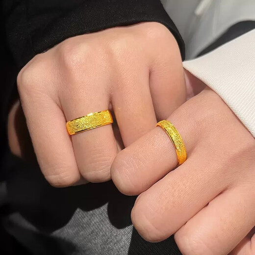 CAMPUSKINGLY Old Phoenix Gold 999 Pure Gold Retro Frosted Couple Ring Pure Gold 24K Plain Ring Adjustable Ring 5G Jewelry 0.01g Same Style Frosted Men's Ring
