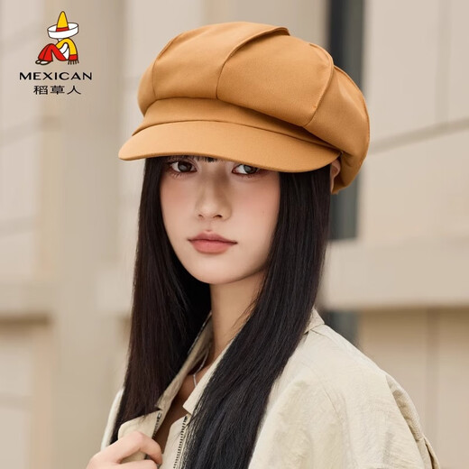 Scarecrow beret women's 2025 spring and summer new Korean version ins style British retro painter hat duck tongue octagonal hat fashionable beige one size