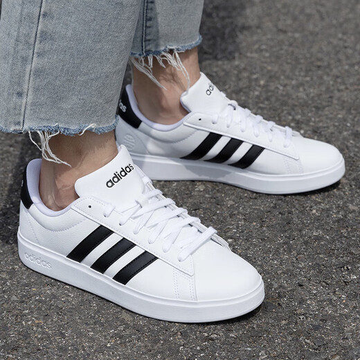 Adidas casual shoes for men and women 2025 autumn and winter new sports shoes GRAND COURT 2.0 low-top sneakers GW9195 white/black 40