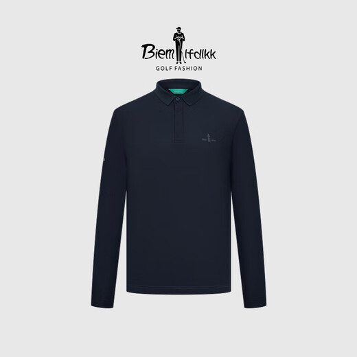Biyinlefen Anti-UV sunscreen and easy care Spring and autumn men's fashionable sports and leisure outdoor lapel long-sleeved polo shirt for men 25 navy blue M (100)