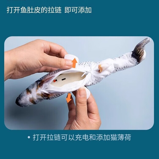 Pet Neighbor Cat Toy Self-Happling Electric Fish Simulation Jumping Grass Carp Intelligent Funny Dog and Cat Toy to Relieve Boredom