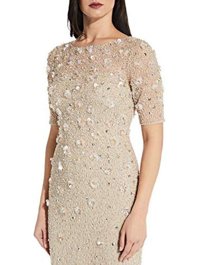 Adrianna Papell Women's Beaded Cocktail Dress, Biscotti Biscotti 4