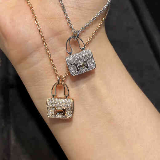 Olevo Kangkang bag H necklace women's 18K rose gold plated high-end clavicle chain light luxury diamond high quality letter pendant new white gold