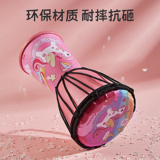 前谷非洲鼓儿童早教玩具1-3岁男女孩迷你手鼓打击乐器节日礼物 单车恐龙绑绳