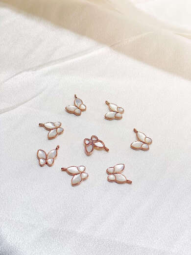 Luruo 18k gold mother-of-pearl butterfly pendant color gold rose gold necklace bracelet pendant au750 gift for girls 18k rose gold pendant + 18k gold chain