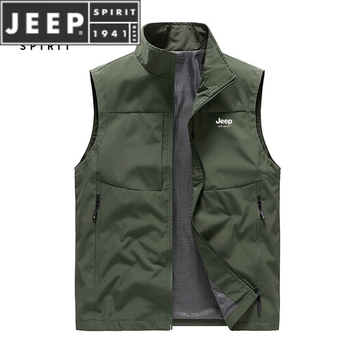 JEEP SPIRIT vest men's 2025 new spring and autumn workwear stand-up collar sleeveless middle-aged vest jacket off-white spring and autumn M