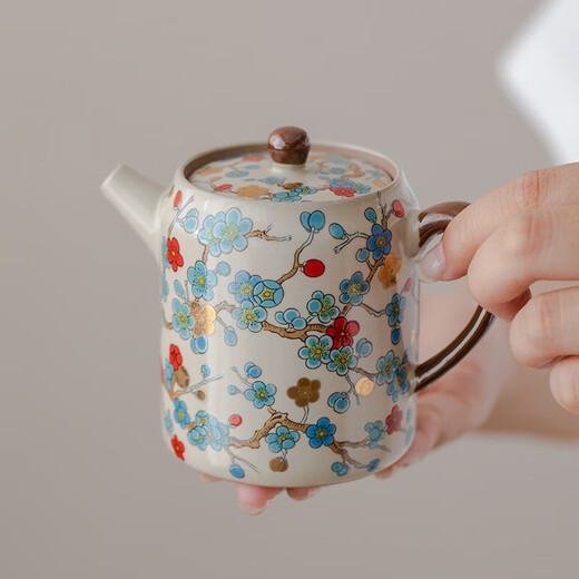 Jingzhan Jingdezhen craft Ru kiln Jinmei straight pot Kungfu tea set single teapot 2025 new ceramic for one person Jinmei straight pot