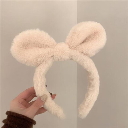 Cute Plush Rabbit Ears Headband Women's Face Wash Headband Autumn and Winter Hairpin 2023 New Makeup Mask Headband Bundle 1 Plush Rabbit Ear Headband