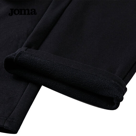 JOMA fleece sweatpants for men and women, autumn and winter loose straight knitted sweatpants, winter outdoor running flat casual pants, black L