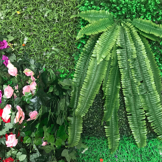 Win the show, simulated plant wall, green plant wall background wall, green simulated plant mall advertising door head artificial decoration, four-headed grass 40*60CM without decoration one piece