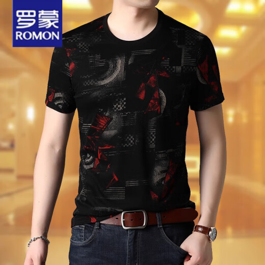 Camiseta de Romon Summer de manga corta para hombres NUEVA Camiseta redonda de cuello redondo de cuello