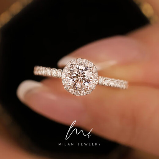 Pt950 platinum moissanite ring for women, high-end imitation diamond ring, proposal, engagement, girlfriend wedding ring, light luxury round main stone, 50 points, size 12