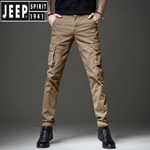 JEEP SPIRIT春季新款高端男士工装裤欧美修身弹力小脚裤多口袋休闲迷彩美式 691束脚迷彩白 28 【2尺1腰围】
