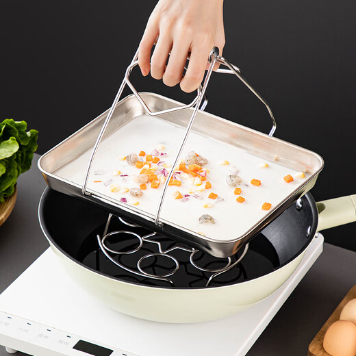 Onlycook rice roll plate 304 stainless steel Cantonese rice roll steaming plate rectangular plate cold skin plate household tray lifter 304 medium plate/single