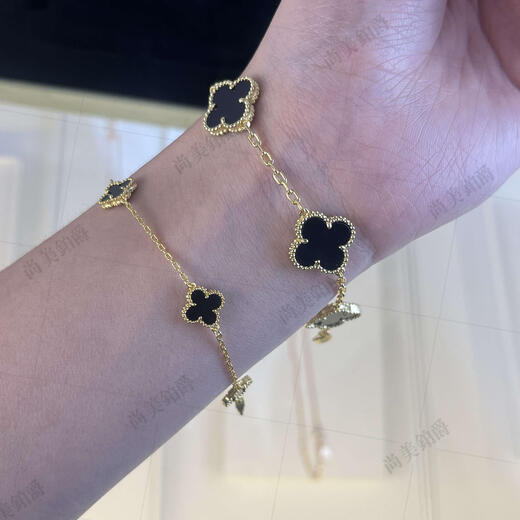 Junbu four-leaf clover five-flower bracelet clover women light luxury 18k rose gold red agate gift for girlfriend rose gold white mother-of-pearl