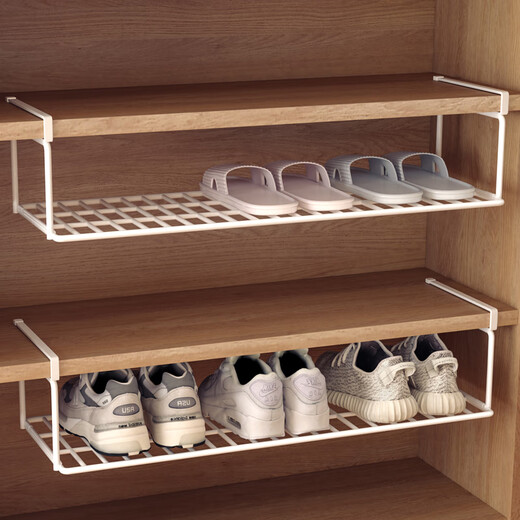 Ou Runzhe Folding Shoe Rack Free of Installation Door Shoe Cabinet Hanger Layered Partition Shoe Holder Basket Storage Rack 60cm White