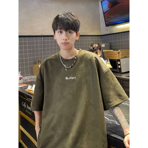 Kmka Guangzhou Dreizehn-Linie Herren-T-Shirt Nische Lose Baumwolle Ins Rundhals Neck-Design Sinn für Halbärmelneeve Hong Kong Style Korean [Qualität reines Baumwoll] Schwarze Kurzärmler-Herrenbekleidung-3271 S [vorgeschlagen 90-115jin [Jin gleich 0,5 kg]]]