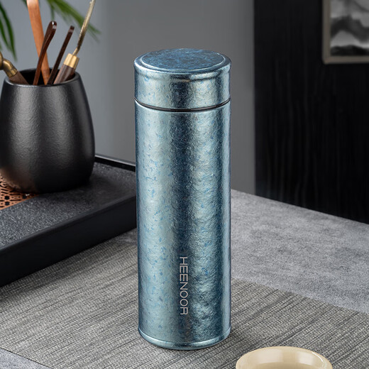 Heenoor thermos cup titanium cup high-end business car water cup men's filtered tea cup XN-T312 glacier blue 450mL