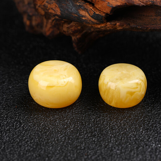 Fat Donglai's same style beeswax single bead oil yellow drum bead button large size diamond accessories top beads white flower honey 27x17mm one piece