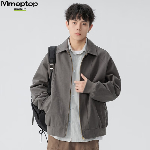 MMOPTOP American cotton retro lapel work jacket autumn and winter men's versatile functional jacket MJK03 dark gray L