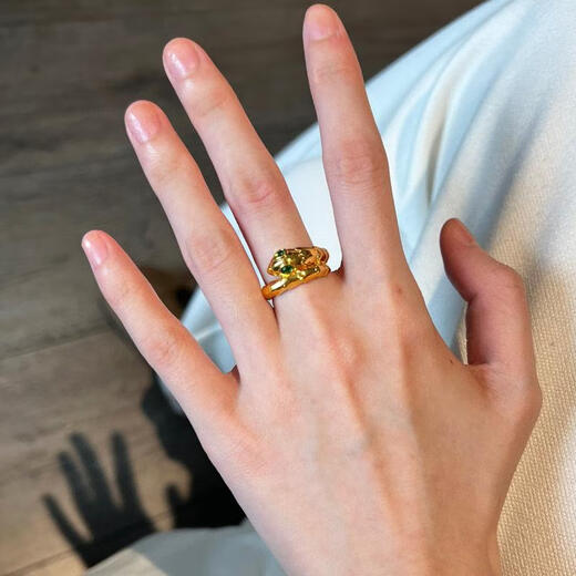 Chen Xiangfu Old Phoenix Gold Spirit Snake Ring for Men and Women, Pure Gold Inlaid with Gemstones, Zodiac Snake Ring, Index Finger Ring, Gift for Girls, Approximately 2.2 on the 17th