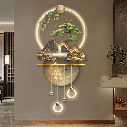 Painting Town Fulu Jinshan Entrance Decoration Painting Landscape Advanced Three-dimensional LED Wall Lamp Painting Entry Hall Corridor End Hanging Painting Fulu Jinshan ZP4836+ZP4837+ZP4840 60*130cm Ordinary hanging painting without lights