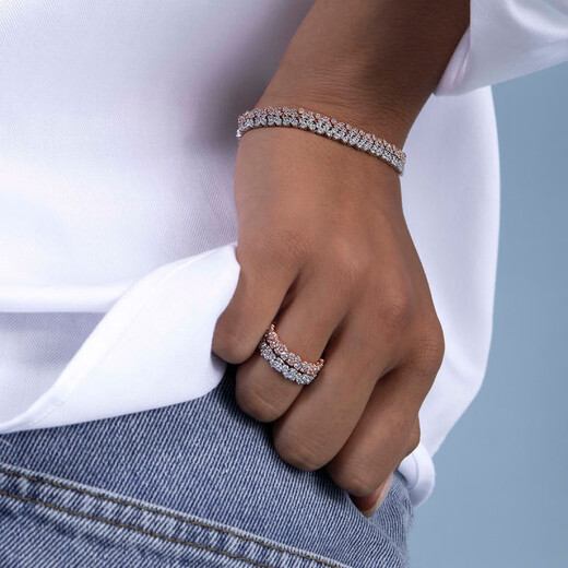 APM Monaco pavé wheat ear ring, exquisite ring, birthday gift for girlfriend and best friend, couple ring gift, silver white 56 (No. 16)