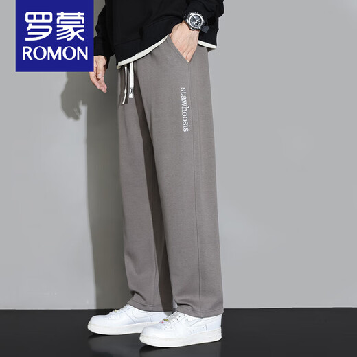 ROMON American casual trousers for men spring and autumn 2024 new loose and versatile sports straight boys' trendy brand trousers 88 beige XL 120-140Jin Jin equals 0.5 kg
