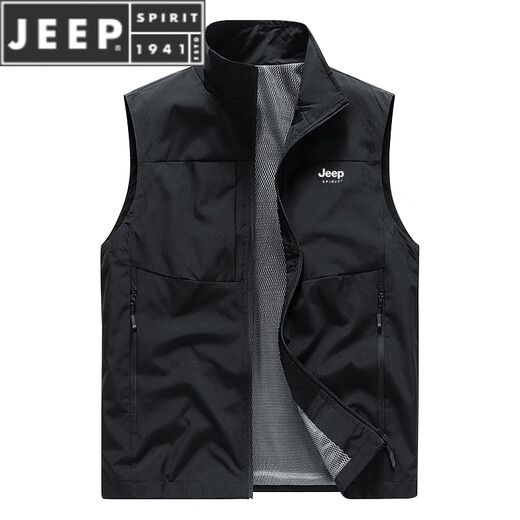 JEEP SPIRIT vest men's 2025 new spring and autumn workwear stand-up collar sleeveless middle-aged vest jacket off-white spring and autumn M