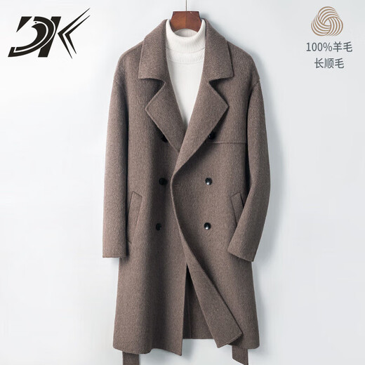 Agrupo de lana 100% puro para hombres DK para hombres para hombres de rodilla larga chaqueta de vellón de doble cara otoño e invierno