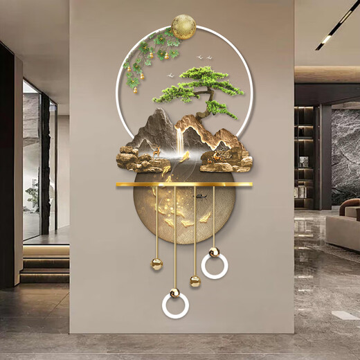 Painting Town Fulu Jinshan Entrance Decoration Painting Landscape Advanced Three-dimensional LED Wall Lamp Painting Entry Hall Corridor End Hanging Painting Fulu Jinshan ZP4836+ZP4837+ZP4840 60*130cm Ordinary hanging painting without lights