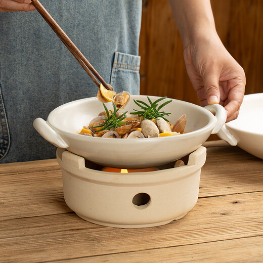 Ye Yu's practical open flame double-eared casserole for cooking tea around the stove, alcohol stove, charcoal stove, ceramic dry pot, small hot pot, dry burning without bursting, 1-inch white alcohol stove, charcoal stove