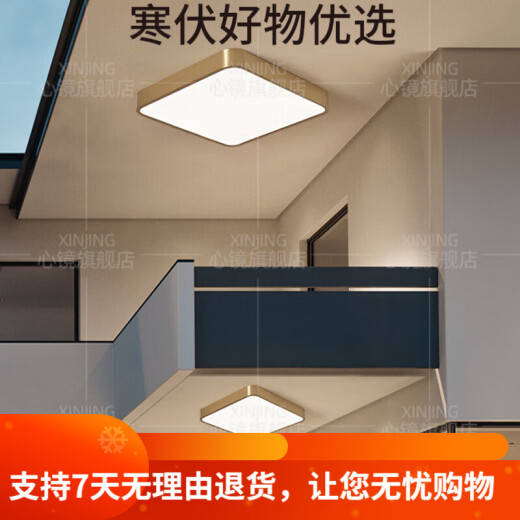 全铜户外吸顶灯别墅入户门灯走廊过道阳台灯露台防蚊虫庭 X3893-400/方形