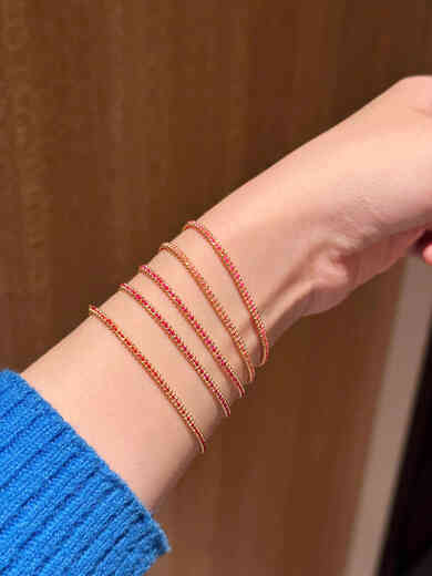 Junbu France Light Luxury Little Red Rope Braided 18K Gold Bracelet Lucky Bracelet Adjustable Women's Safe and Happy Bracelet 1_Fluorescent Pink