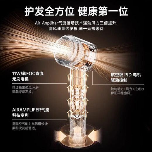 Mrs. Jayden's leafless high-speed hair dryer for home silent negative ions high-power hair care hair dryer high wind hair dryer barber shop hair dryer Huaqiangbei blow curling set for men and women Iris purple billion-level negative ions single nozzle 1.8 meters wire gift box constant temperature hair care丨TOP list丨Super long warranty only replacement not repair