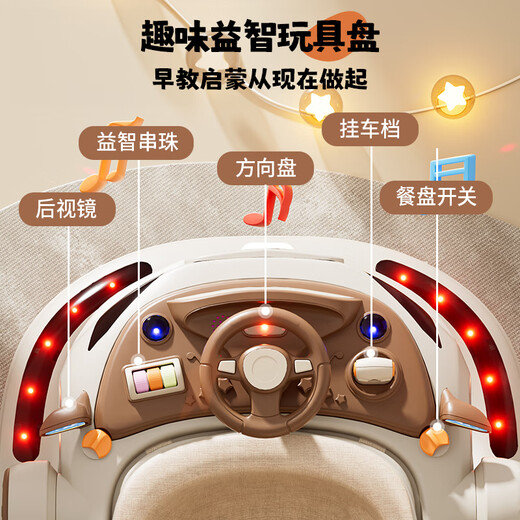 梦多福婴儿学步车防o型腿防侧翻手推车9个月以上宝宝小孩助步车6-18个月 旗舰咖加推杆丨餐盘+静音轮+音乐 2025新款儿童学走路神器多功能